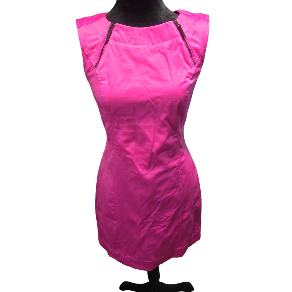 Calvin Klein Fuschia Pink Sheath Dress Zipper Detail Size 2